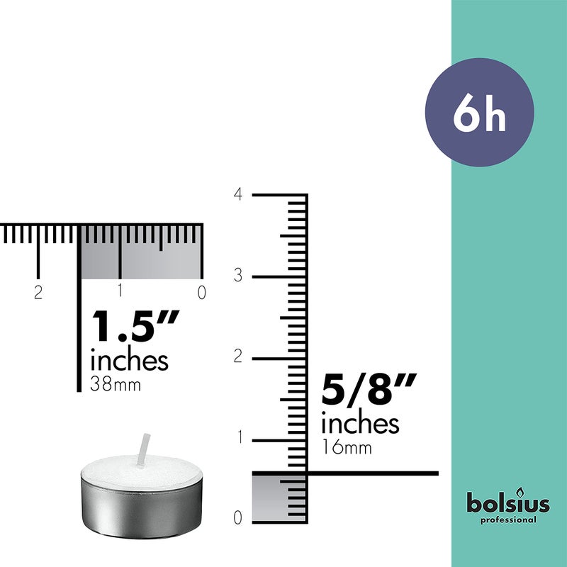 BOLSIUS Tea Lights Candles - Bulk Pack of White Unscented Candle Lights with 6 Hour Burning Time - Tea Candles for Wedding, Home, Parties, and Special Occasions (Pack of 100) - Image 2